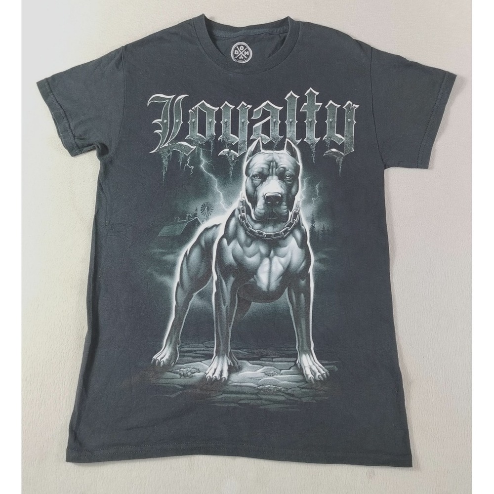 ODM Shirt‎ Mens Small Black Loyalty Pit Bull Dog Graphic Tee Tagless Streetwear